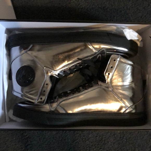 Versace silver hightop sneakers - Picture 2 of 4